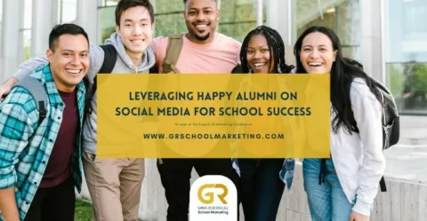 blog cover with photo of international students and text saying Leveraging-Happy-Alumni-for-Language-Centre-Success