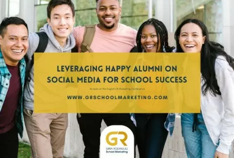 blog cover with photo of international students and text saying Leveraging-Happy-Alumni-for-Language-Centre-Success