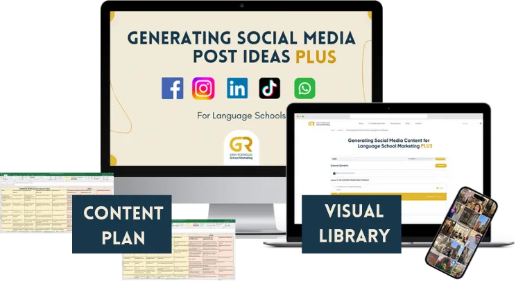 Cover for Generating Plus Social Media Toolkit _Content. Includes Instagram content for language schools