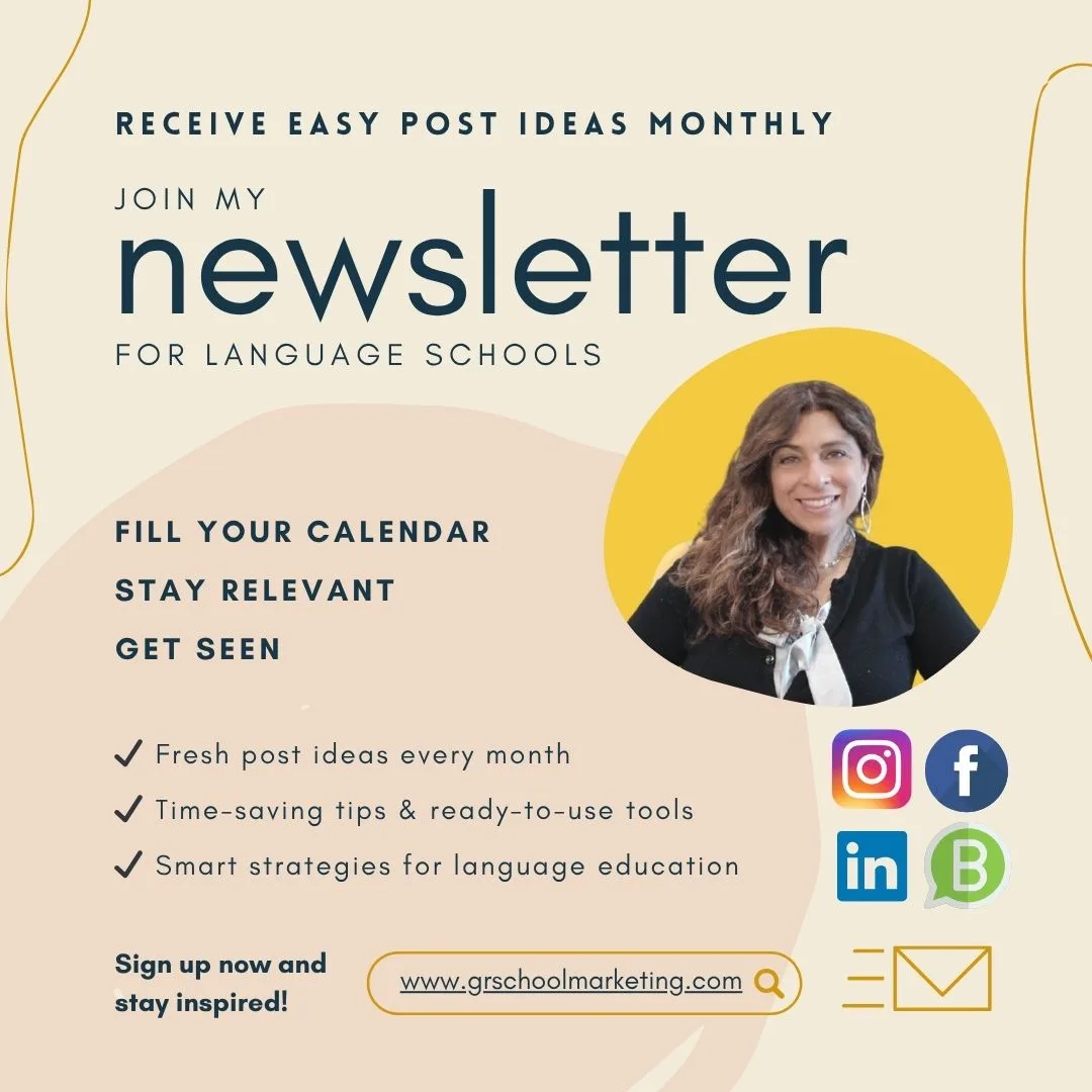 invite to sign up to the GR School marketing newsletter with social media icons and photo of Gina Rodriguez