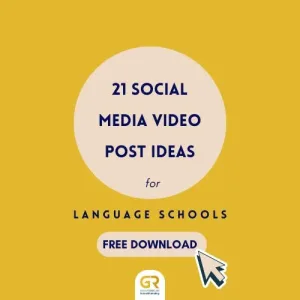 cover of downloadable ebook about social media video ideas for language school marketing on social media