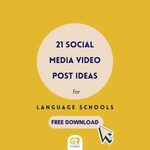cover of downloadable ebook about social media video ideas for language school marketing on social media